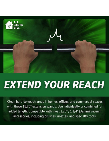 Varillas de Extensión para Aspiradoras ALL PARTS ETC. 40cm 3 Piezas