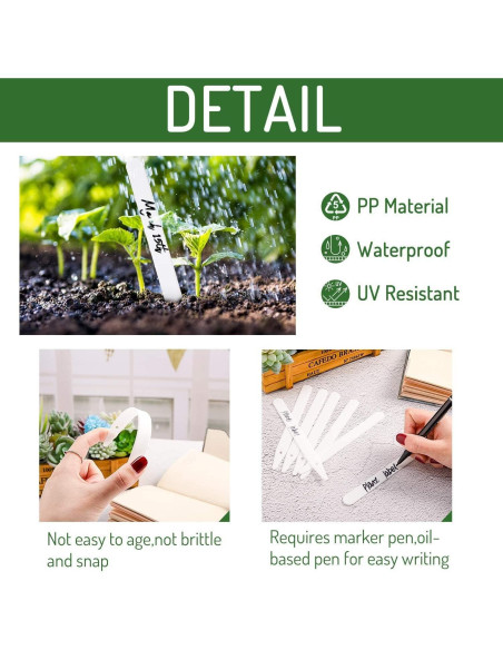 Etiquetas de Jardín Whaline 200 Pcs Blancas 10 CM Impermeables