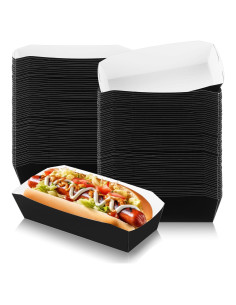 Bandejas Desechables para Hot Dog Yeaqee 100 Pcs Negro