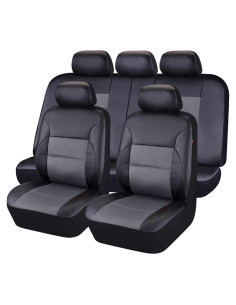 Fundas de Asiento CAR PASS PU Cuero Sintético Universal Negro y Gris