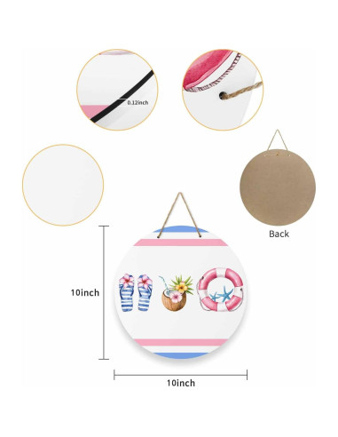 Cartel de Bienvenida de Madera Funnywall88 25.4 cm Rosa Cielo