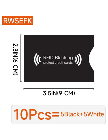 10 Fundas Bloqueadoras RFID RWSEFK para Tarjetas de Crédito y Débito