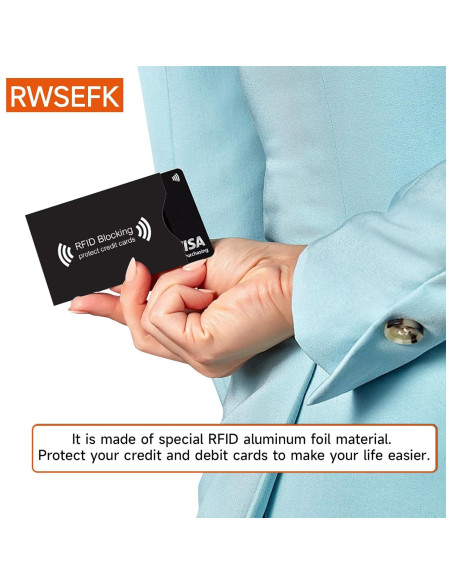 10 Fundas Bloqueadoras RFID RWSEFK para Tarjetas de Crédito y Débito