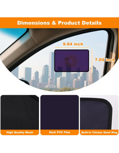 Sombrillas Cuadradas para Ventanas de Auto KOCZIL 25x18cm