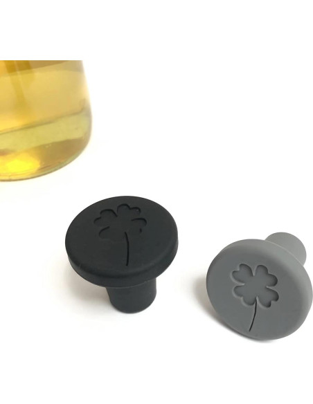 Tapones de Vino de Silicona JCSMARTEC - Juego de 4 Trébol Tapones de Vino de Silicona JCSMARTEC - Juego de 4 Trébol