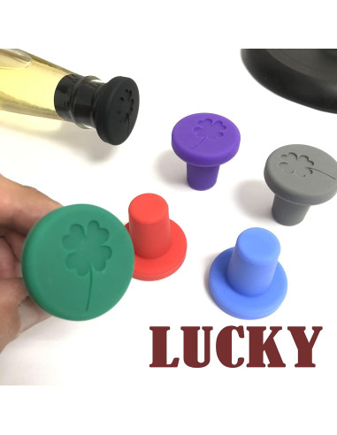 Tapones de Vino de Silicona JCSMARTEC - Juego de 4 Trébol