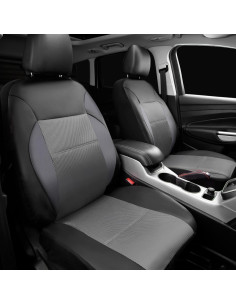 Fundas de Asiento CAR PASS PU Cuero Sintético Universal Negro y Gris 2