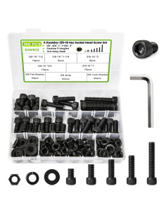 Kit de Tornillos y Tuercas K Kwokker 160Pcs 3/8-16 Acero 12.9