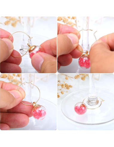 Marcadores de Copas de Vino de Vidrio - 16 Encantos de Joyería