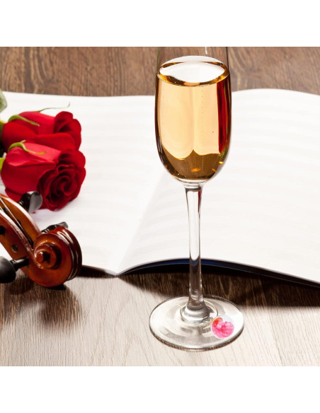 Marcadores de Copas de Vino de Vidrio - 16 Encantos de Joyería