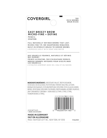 Lápiz de Cejas Micro-Fino Covergirl 705 Marrón Rico 1 Unidad