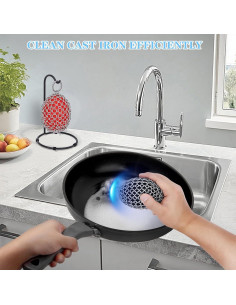 Estropajo de Acero Inoxidable XIBIGEYE con Raspador y Soporte 2