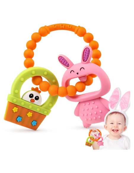 Anillo de Dentición NPET Cesto de Pascua Silicona 3-12 Meses
