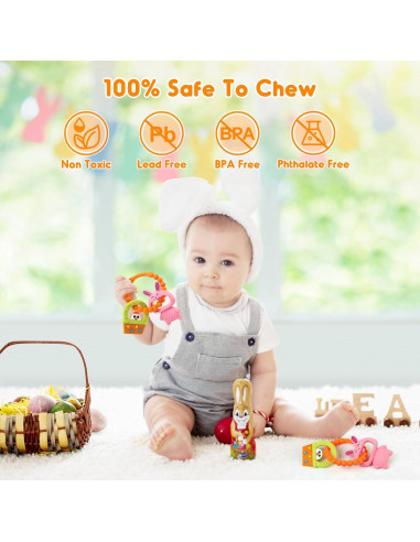 Anillo de Dentición NPET Cesto de Pascua Silicona 3-12 Meses