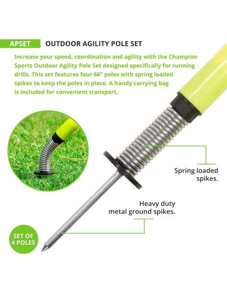 Conjunto de postes de agilidad Champion Sports APSET amarillo
