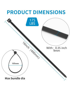 Bridas de Cable Pesadas MasiStranth 100PCS 40cm 175lbs Nylon 2