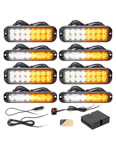 Kit de luces estroboscópicas LED V-SEK 8 piezas ámbar y blanco