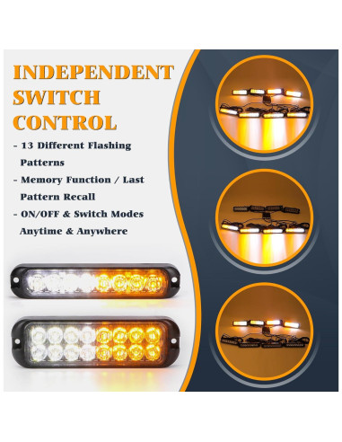 Kit de luces estroboscópicas LED V-SEK 8 piezas ámbar y blanco