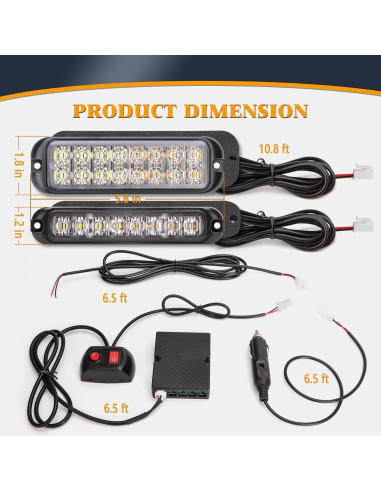 Kit de luces estroboscópicas LED V-SEK 8 piezas ámbar y blanco