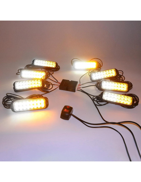 Kit de luces estroboscópicas LED V-SEK 8 piezas ámbar y blanco