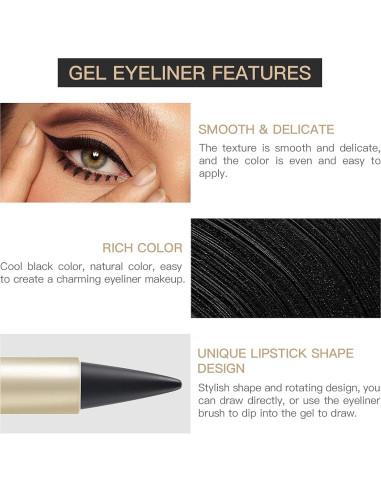 Juego de 2 Lápices de Ojos de Gel Negro Mate LOKFAR