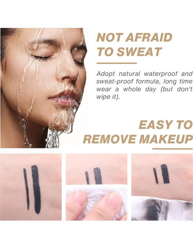 Juego de 2 Lápices de Ojos de Gel Negro Mate LOKFAR