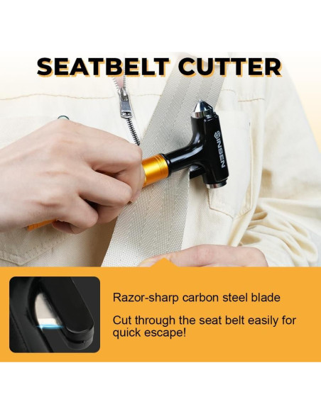 Cortador de Cinturón y Martillo Rompevidrios SINSEN Rojo