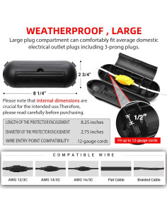 Protector de Enchufe de Extensión Exterior CalPalmy Grande Negro 2