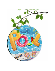 Cartel de Bienvenida de Madera Funnywall88 25.4 cm Azul