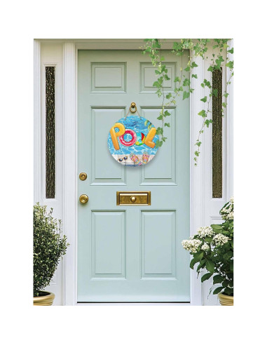 Cartel de Bienvenida de Madera Funnywall88 25.4 cm Azul