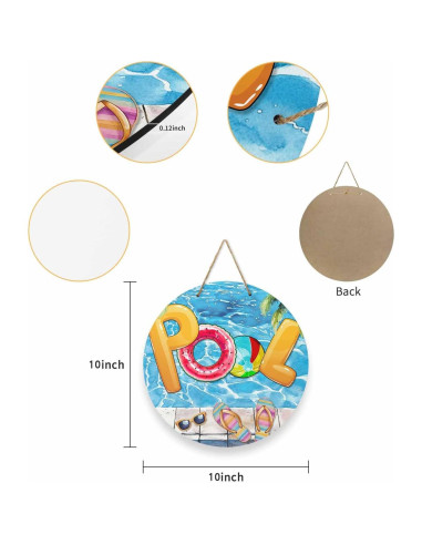 Cartel de Bienvenida de Madera Funnywall88 25.4 cm Azul