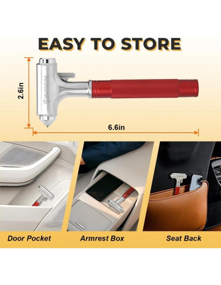 Cortador de Cinturón y Martillo Rompevidrios SINSEN Rojo