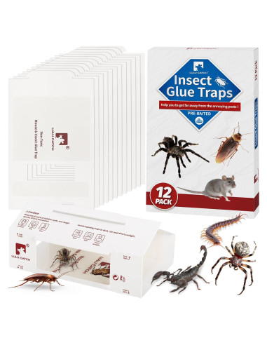 Trampas de Pegamento LULUCATCH 12 Piezas para Ratones e Insectos
