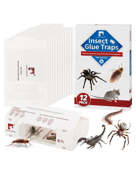 Trampas de Pegamento LULUCATCH 12 Piezas para Ratones e Insectos Trampas de Pegamento LULUCATCH 12 Piezas para Ratones e Insectos