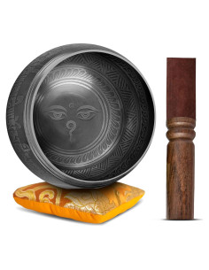 Juego de Cuencos Tibetanos Himalayan Bazaar 10.16 cm Negro Naranja