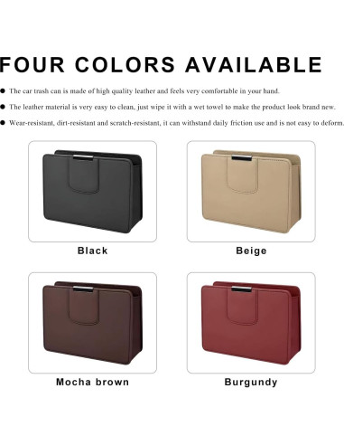 Basurero de Coche FSTURIOS Plegable de Cuero Beige Impermeable