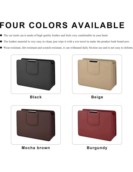 Basurero de Coche FSTURIOS Plegable de Cuero Beige Impermeable