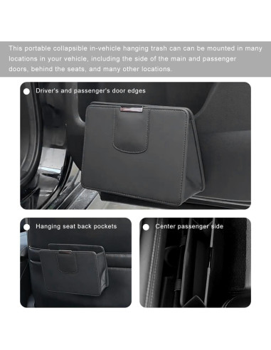 Basurero de Coche FSTURIOS Plegable de Cuero Beige Impermeable