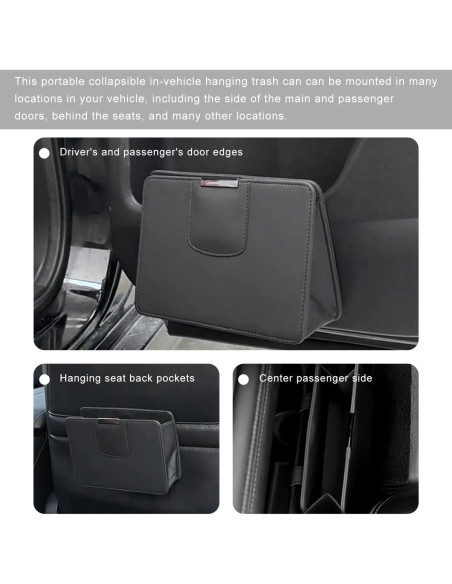 Basurero de Coche FSTURIOS Plegable de Cuero Beige Impermeable