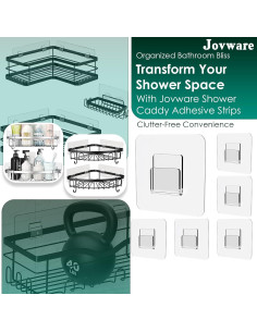 Ganchos Adhesivos Planos Jovware para Caddy de Ducha - Paquete de 6 2