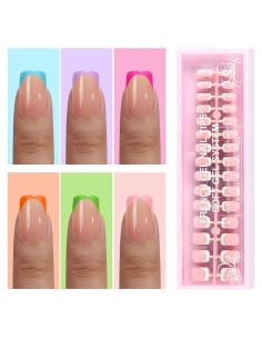 Uñas Postizas Francesas Cortas Jsiallye - 180 Piezas 15 Tamaños