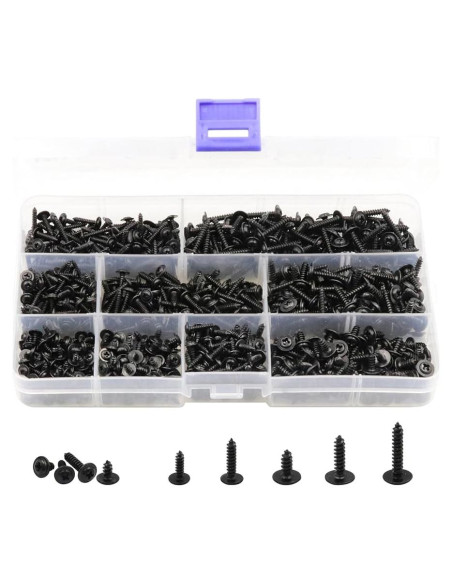 Kit de Tornillos Autoperforantes LBY 900pcs M2.3 M2.6 M3 Negro