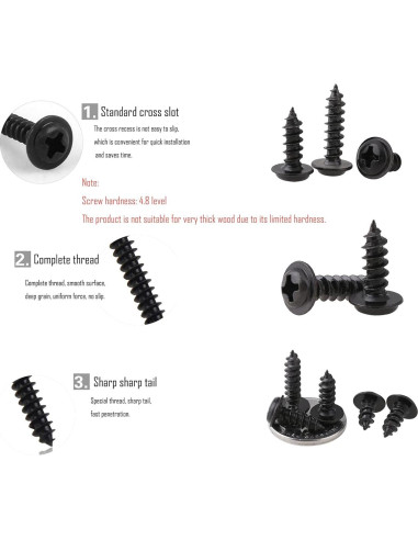 Kit de Tornillos Autoperforantes LBY 900pcs M2.3 M2.6 M3 Negro