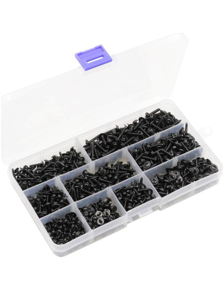 Kit de Tornillos Autoperforantes LBY 900pcs M2.3 M2.6 M3 Negro