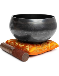 Juego de Cuencos Tibetanos Himalayan Bazaar 10.16 cm Negro Naranja 2