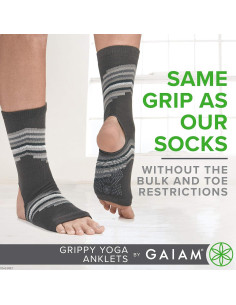 Calcetines de Yoga Tobilleros Gaiam Antideslizantes Gris Humo 2