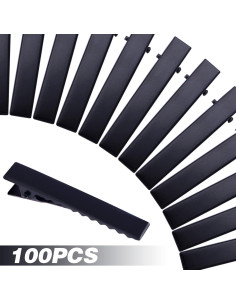 100 Clips de Pelo de Cocodrilo Negros BronaGrand 46mm 2