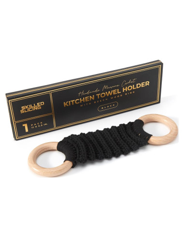 Soporte de Toalla de Cocina Boho SkilledSlicing 28 cm Negro