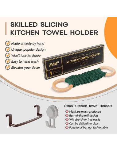 Soporte de Toalla de Cocina Boho SkilledSlicing 28 cm Negro