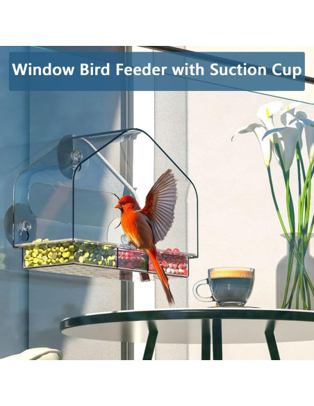 Alimentador de Aves para Ventana SIGOWING Acrílico 25.4x17.8 cm